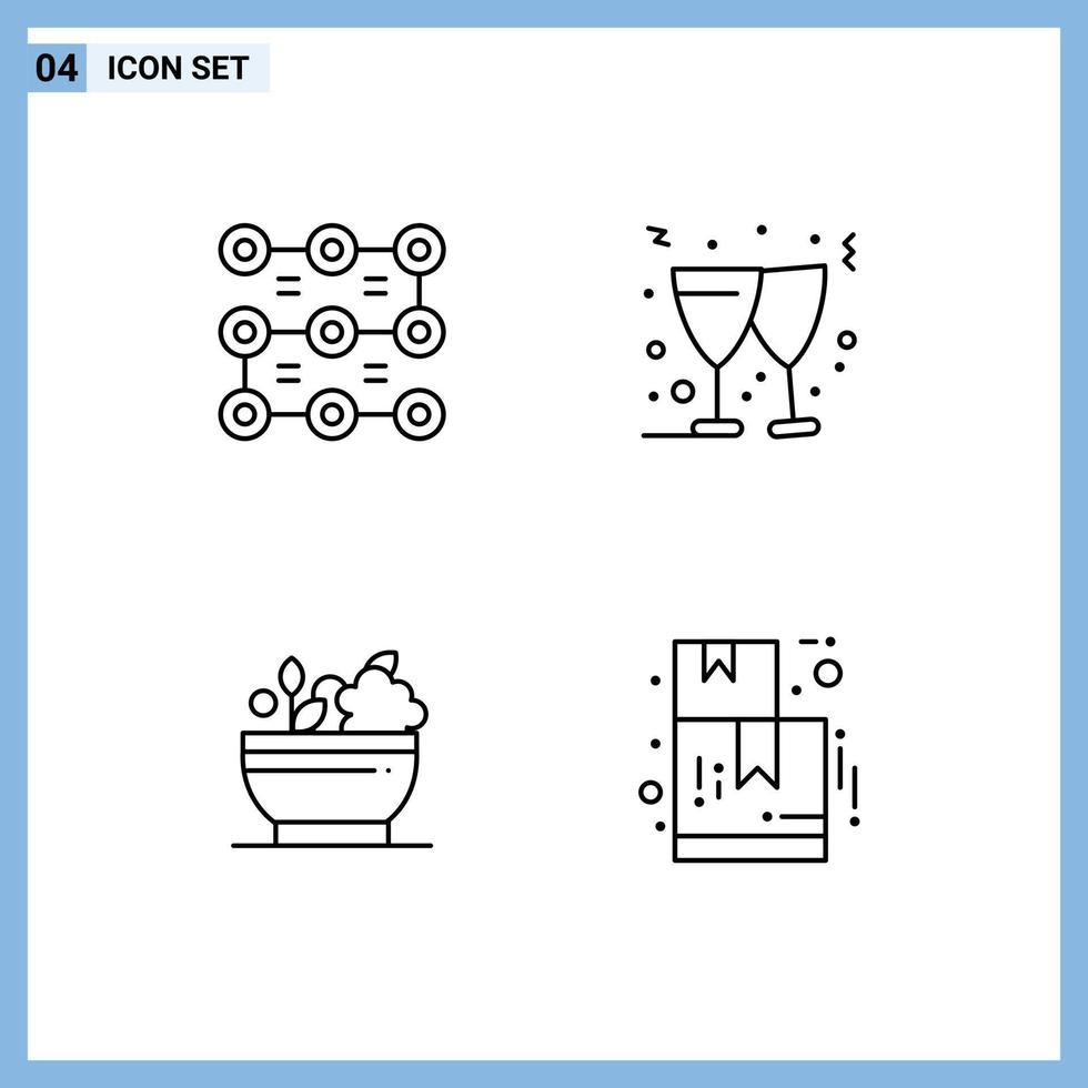 4 universell linje tecken symboler av låsa naturlig säkerhet vin låda redigerbar vektor design element