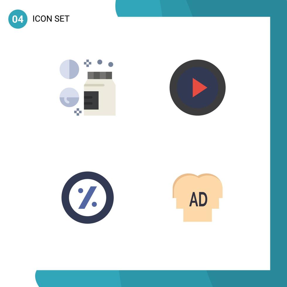 uppsättning av 4 modern ui ikoner symboler tecken för läkemedel e-handel wellness layout pris redigerbar vektor design element