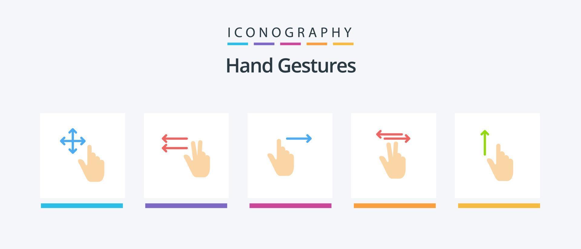 hand gester platt 5 ikon packa Inklusive gest. upp. höger. Rör. hand. kreativ ikoner design vektor