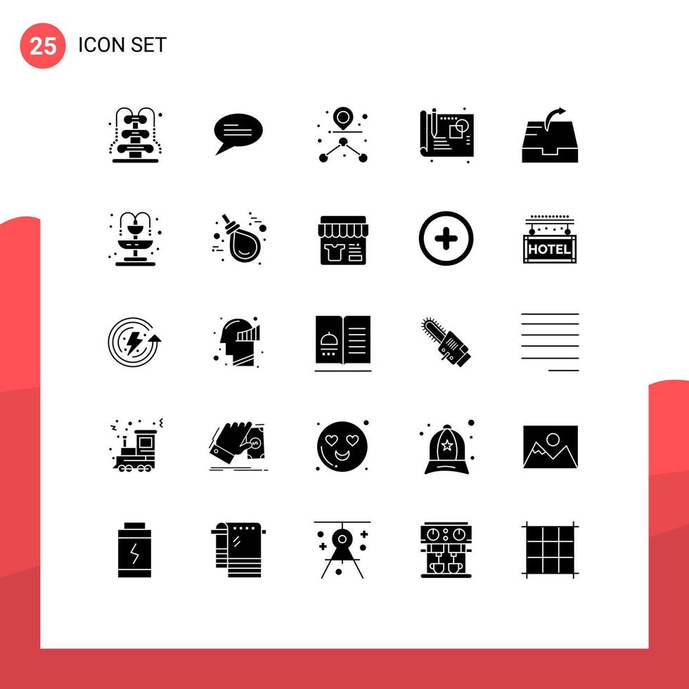 piktogram uppsättning av 25 enkel fast glyfer av liv skicka väg brevlåda skiss redigerbar vektor design element