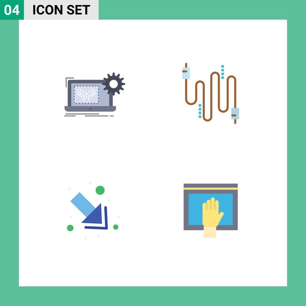 Stock Vector Icon Pack mit 4 Zeilenzeichen und Symbolen für Blueprint Arrow Engineering Kabel rechts editierbare Vektordesign-Elemente