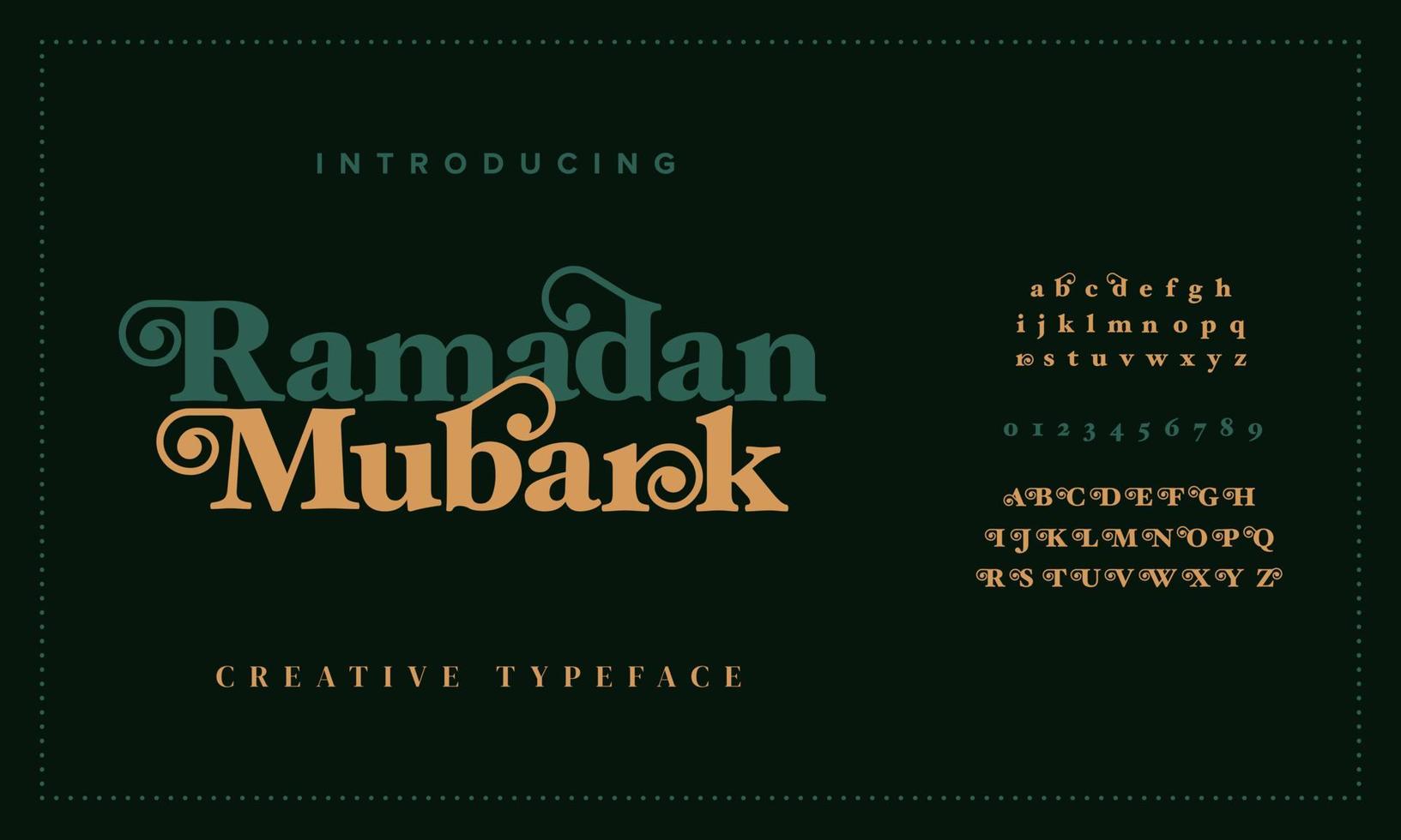 ramadan mubarak luxus elegante alphabetbuchstaben und zahlen. elegante islamische typografie klassische serifenschrift dekorativ vintage retro. vektor