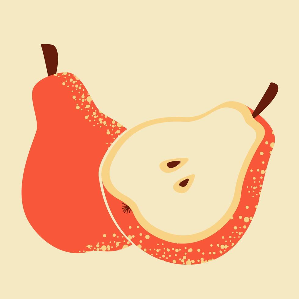abstrakt päron modern illustration. mogen frukt, saftig organisk mat abstrakt teckning isolerat på mjuk beige bakgrund. stock vektor illustration, eps 10. vitamin juice ingrediens