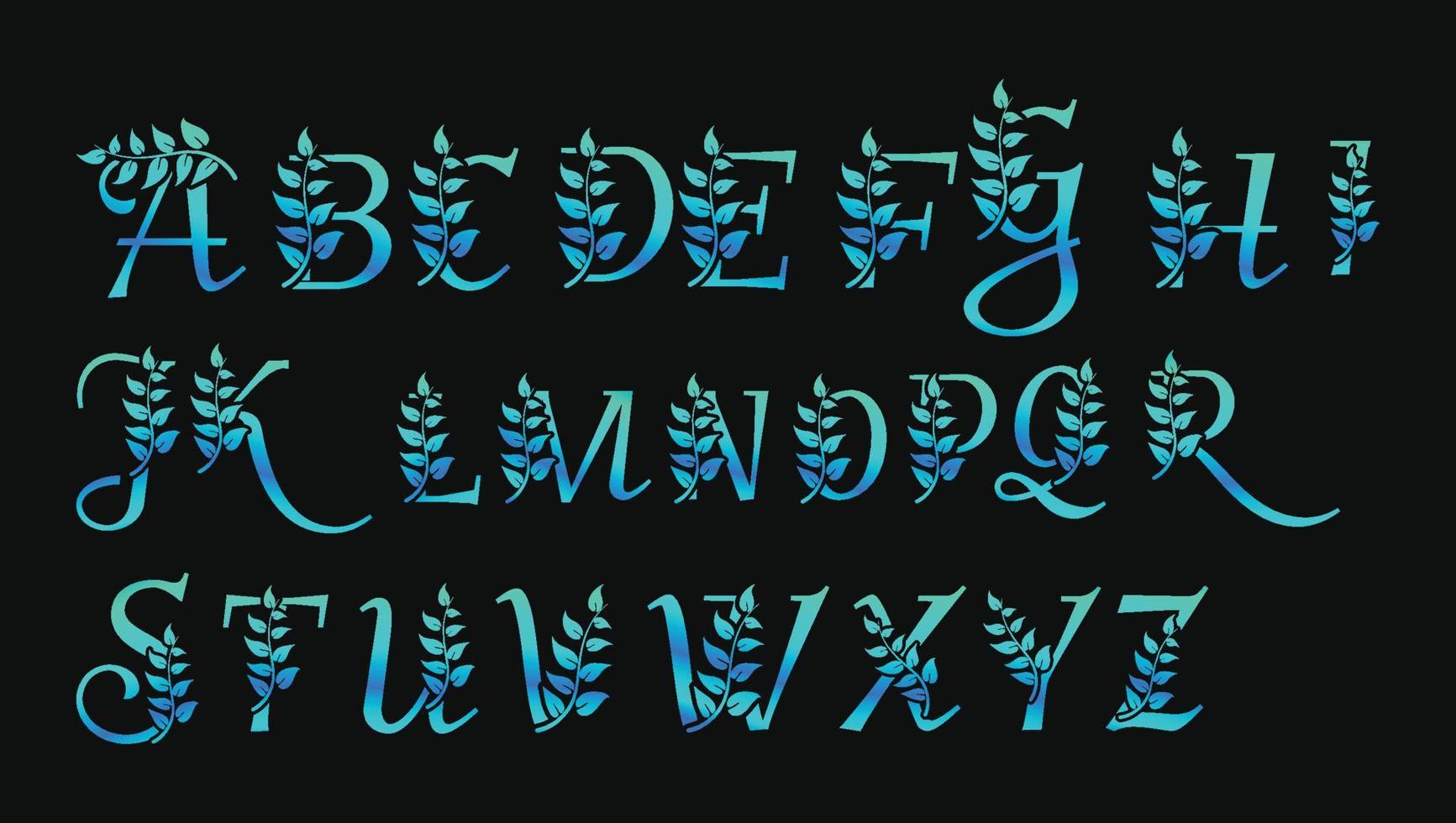 dekorativ metallisk blå brev ABC alfabet monogram logotyp design mall vektor