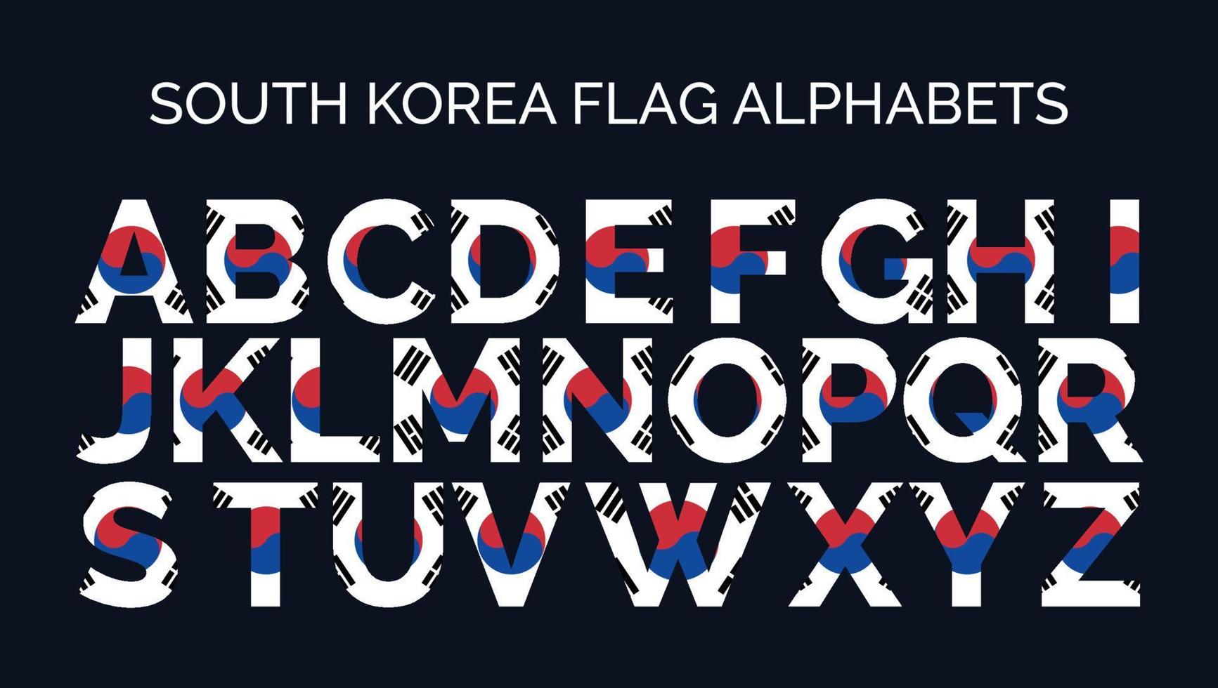 söder korea flagga alfabet brev en till z kreativ design logotyper vektor