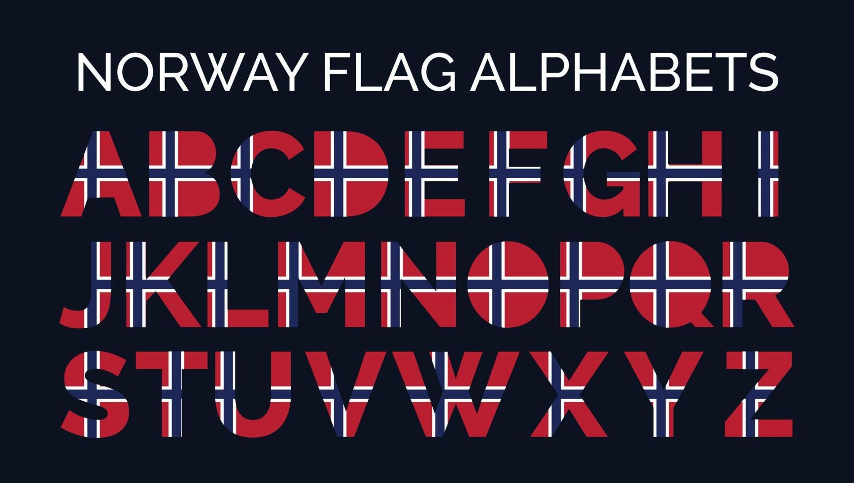 Norge flagga alfabet brev en till z kreativ design logotyper vektor