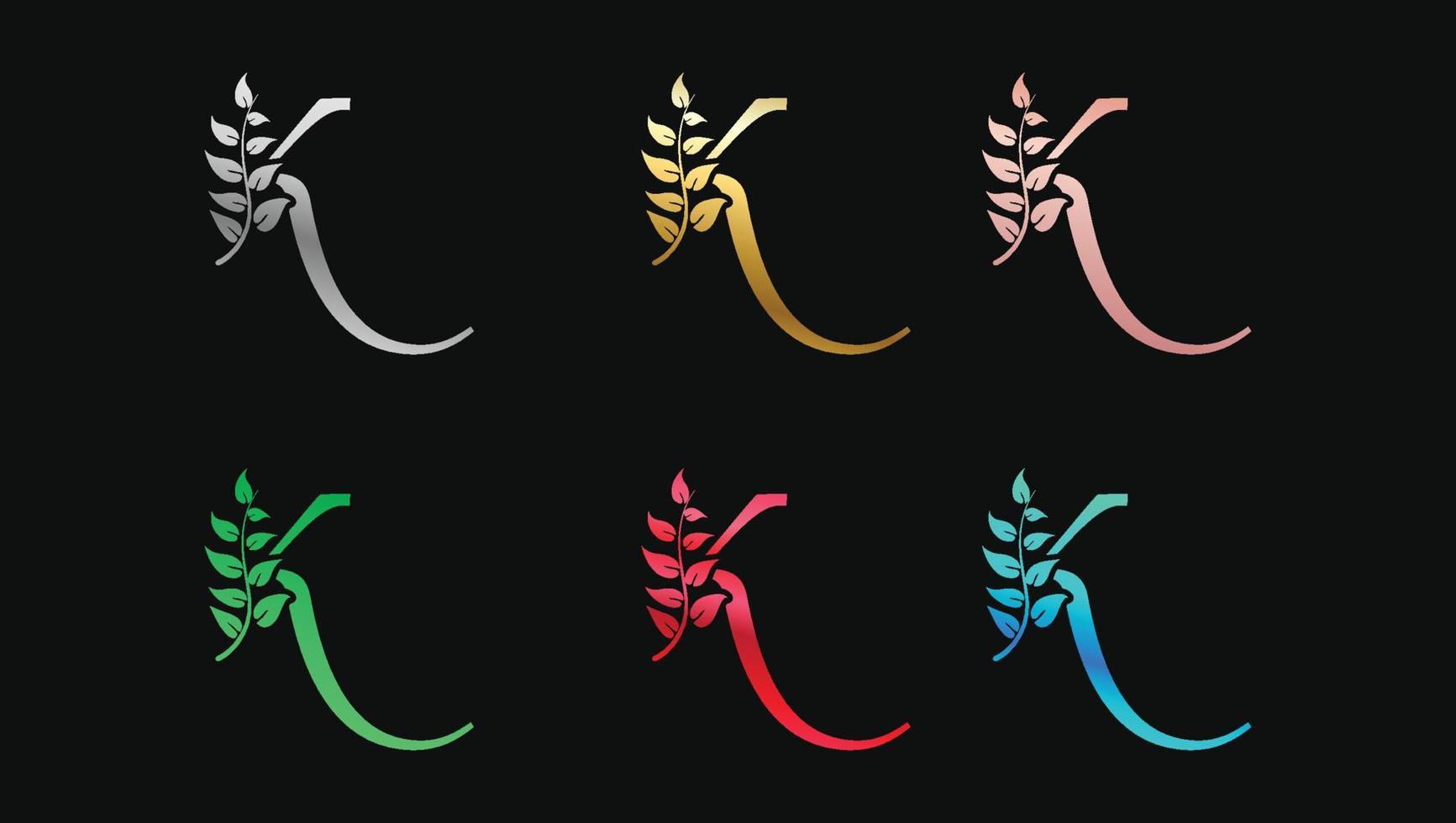 dekorativ brev k i metallisk färger namn första modern logotyp design mall vektor