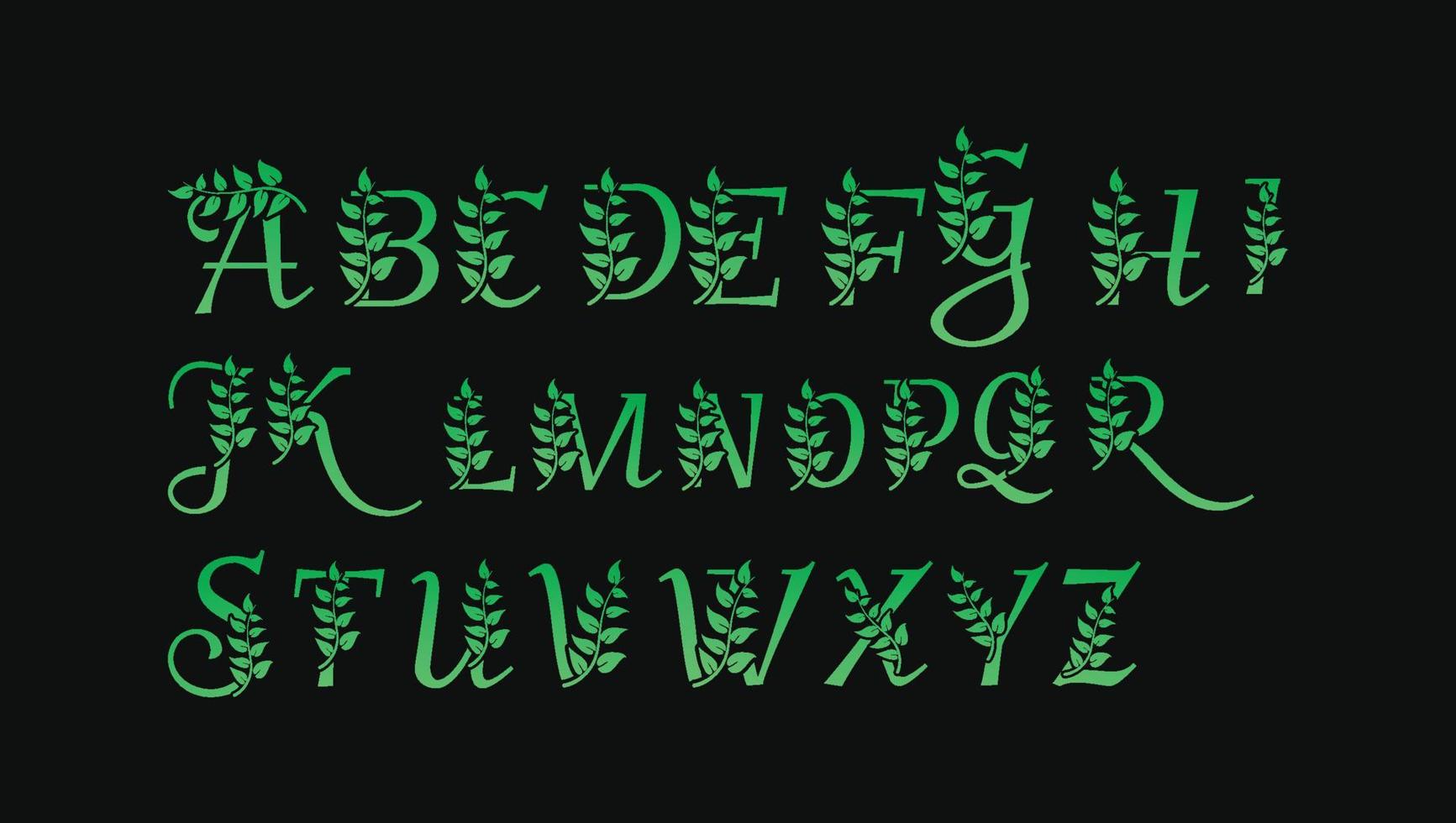 lyx dekorativ smaragd- grön brev ABC alfabet monogram logotyp design mallar vektor