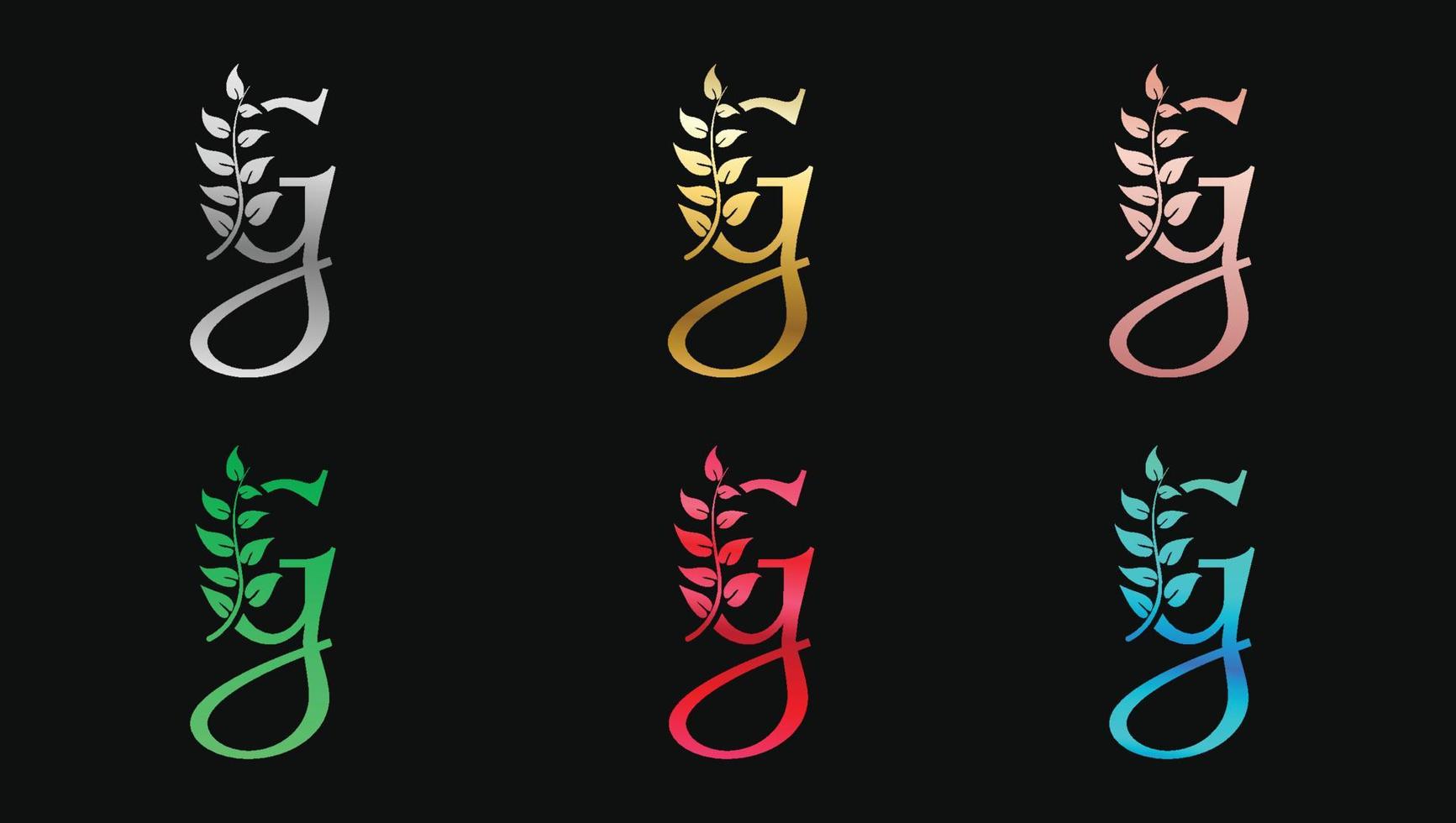 dekorativer buchstabe g in metallischen farben nennt anfängliche moderne logo-design-vorlage vektor