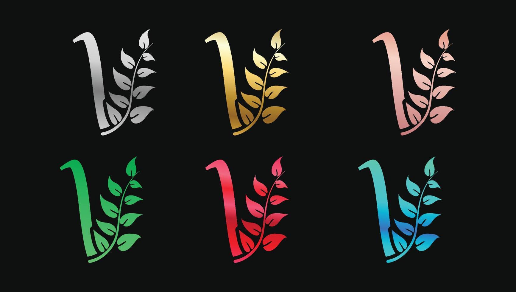 dekorativer buchstabe v in metallischen farben nennt anfängliche moderne logo-design-vorlage vektor