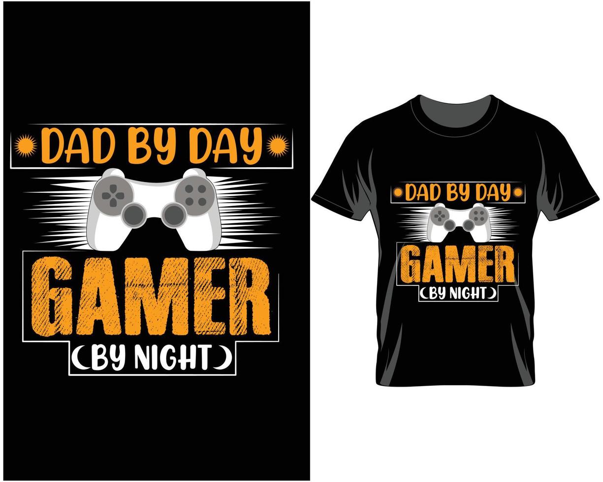 Papa bei Tag Gamer bei Nacht Gaming-Zitate T-Shirt-Design-Vektor vektor