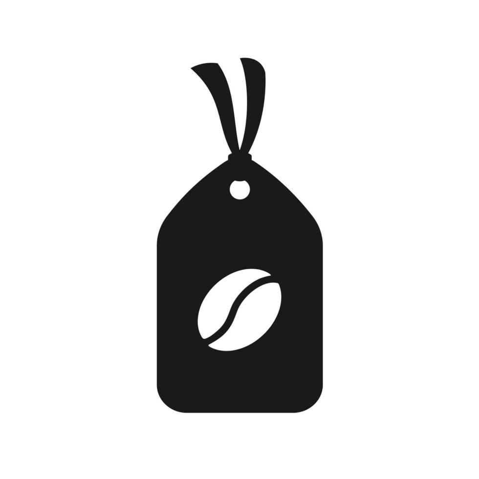 papper märka med kaffe böna ikon silhuett. enkel platt ClipArt symbol element för Kafé koffein produkt eller affär pris etiketter, klistermärken, tecken etc vektor