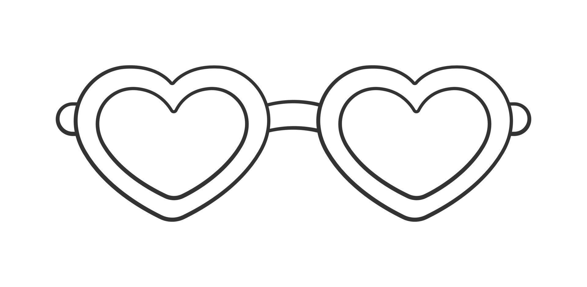 hjärta formad solglasögon linje konst översikt ClipArt. skraj fest glasögon glasögon tecknad serie vektor illustration.
