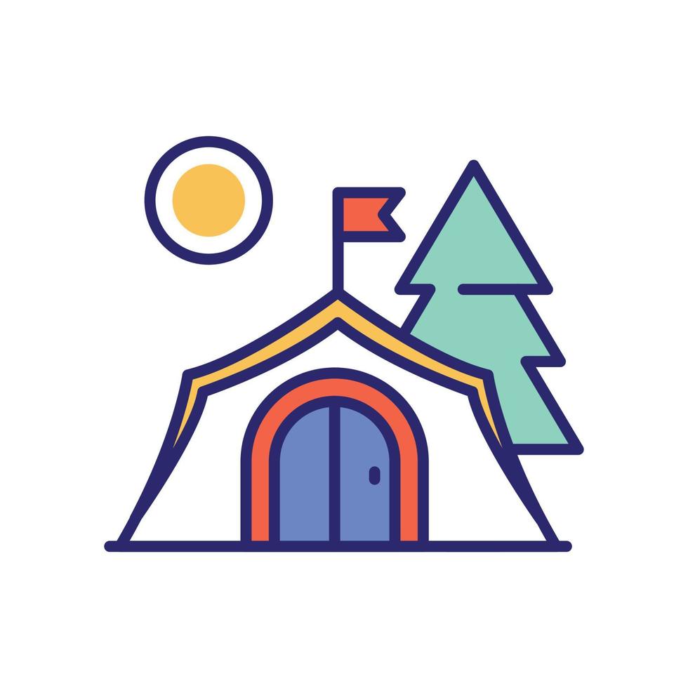 camping webbplats vektor platt ikon med bakgrund stil illustration. camping och utomhus- symbol eps 10 fil