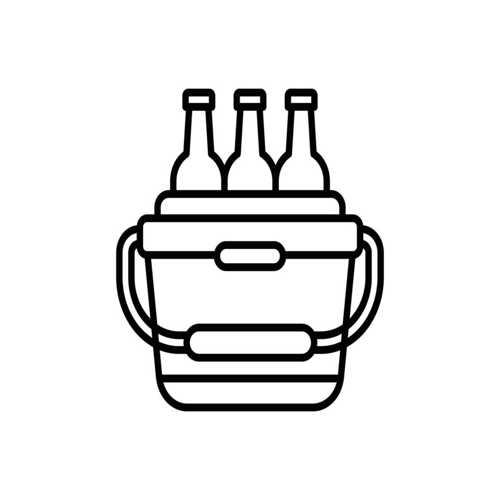 kühlere Vektorumrissikone mit Hintergrundartillustration. Camping- und Outdoor-Symbol eps 10-Datei vektor