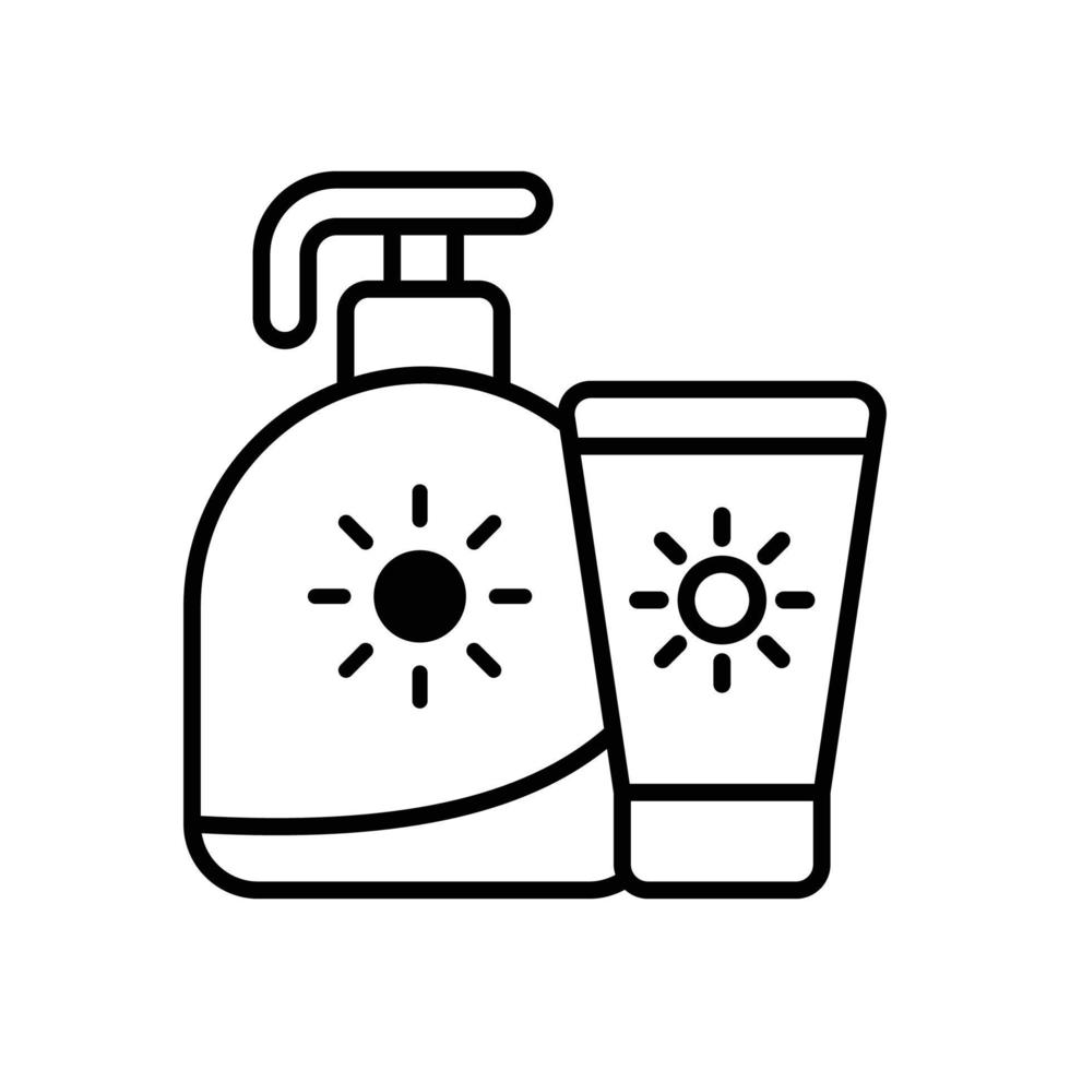 Sunblock-Vektorumrisssymbol mit Hintergrundstilillustration. Camping- und Outdoor-Symbol eps 10-Datei vektor