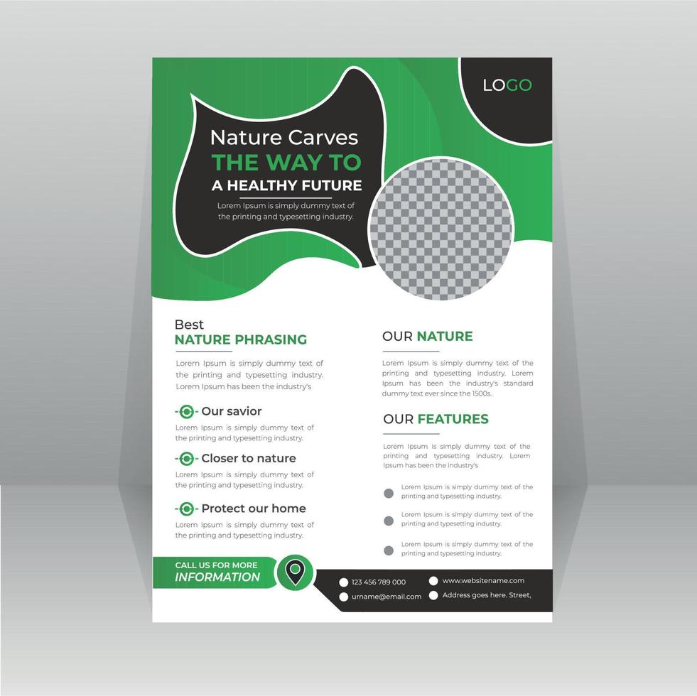 Speichern Sie die grüne Natur-Flyer-Poster-Vorlage vektor