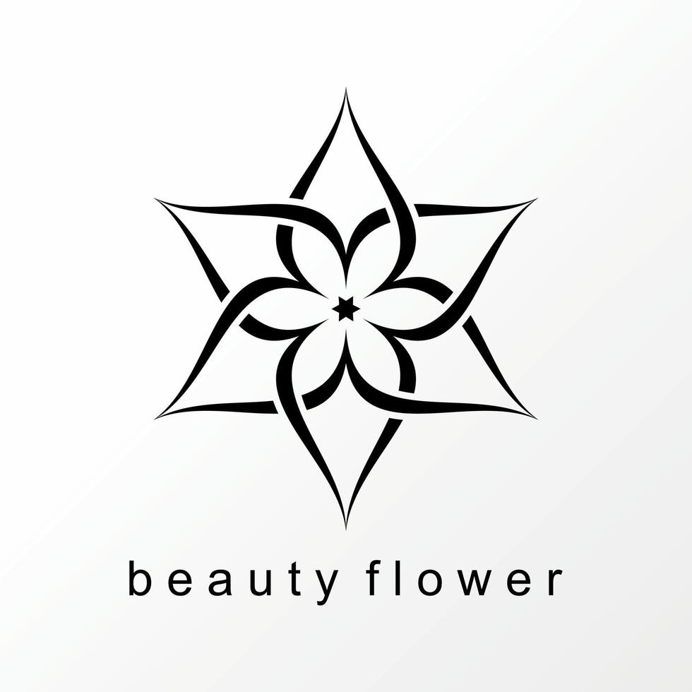 einfache und einzigartige Blumenkalligraphie in 6-Winkel-Bild-Grafik-Symbol-Logo-Design-abstraktem Konzept-Vektor-Vorrat. kann als motiv- oder kunstbezogenes Symbol verwendet werden. vektor