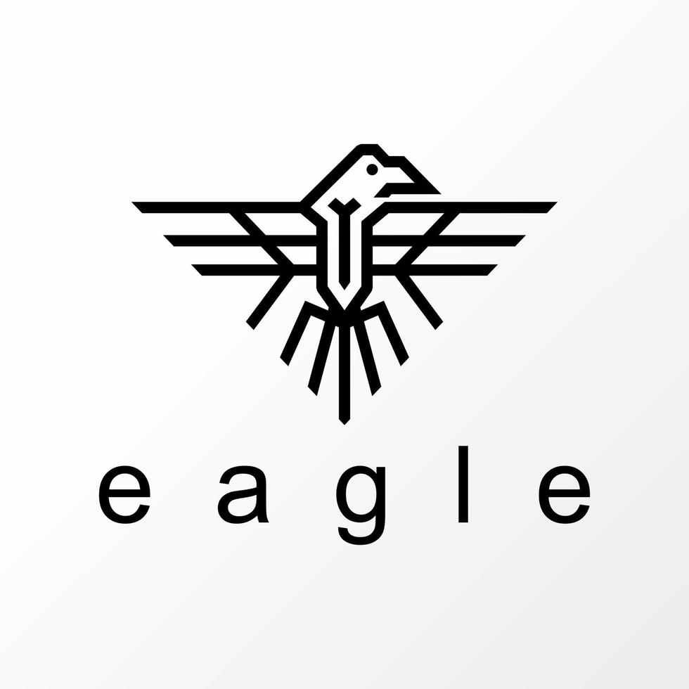 einfacher und einzigartiger einzigartiger adler in der linie aus bildgrafikikonenlogodesign abstraktem konzeptvektorbestand. kann als Symbol für Vogel oder Fliege verwendet werden. vektor