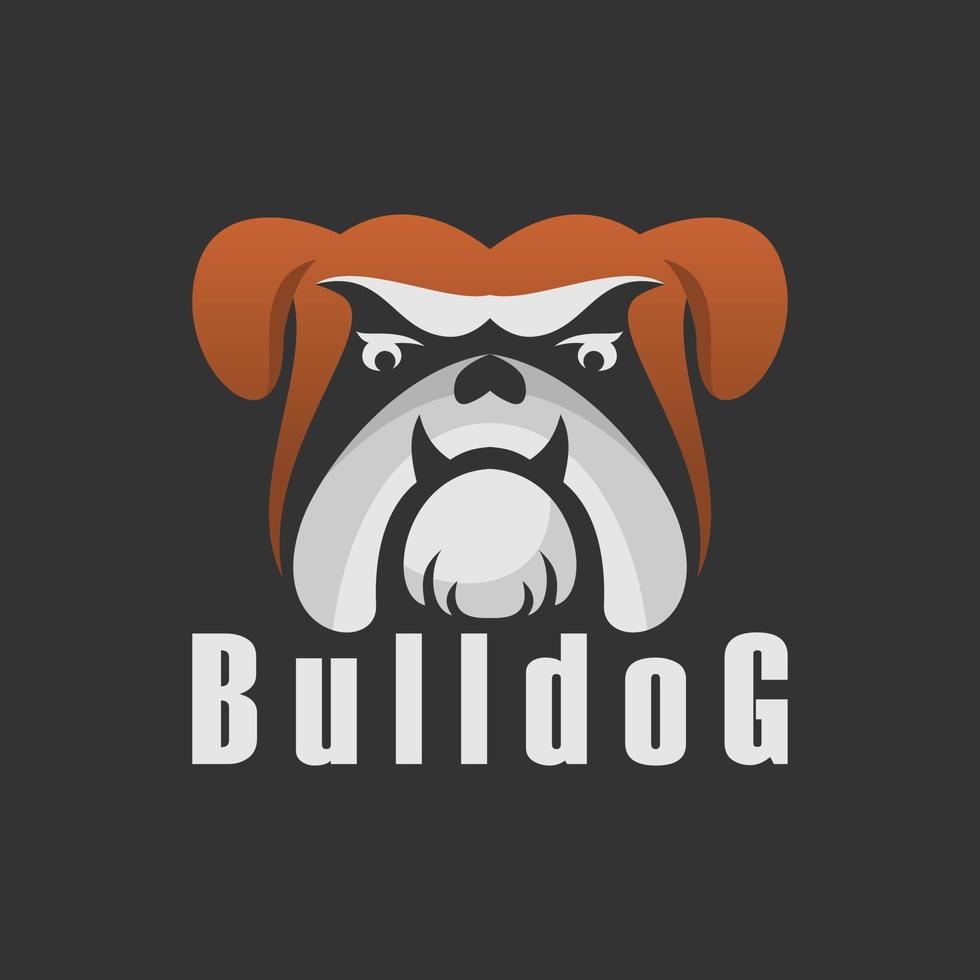 einfaches und einzigartiges bulldoggengesicht oder kopf in heftigem bildgrafikikonenlogodesign abstraktem konzeptvektorbestand. kann als Symbol verwendet werden, das einem Tier oder einer Figur zugeordnet ist. vektor