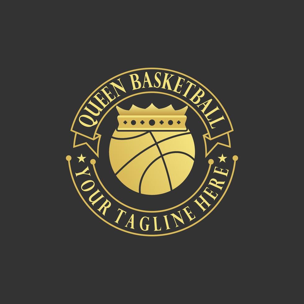 Einfaches und einzigartiges Basketball-Emblem mit Ball- und Kronenbild-Grafik-Symbol-Logo-Design-abstraktem Konzept-Vektor-Lager. im Zusammenhang mit Sport oder Turnier vektor