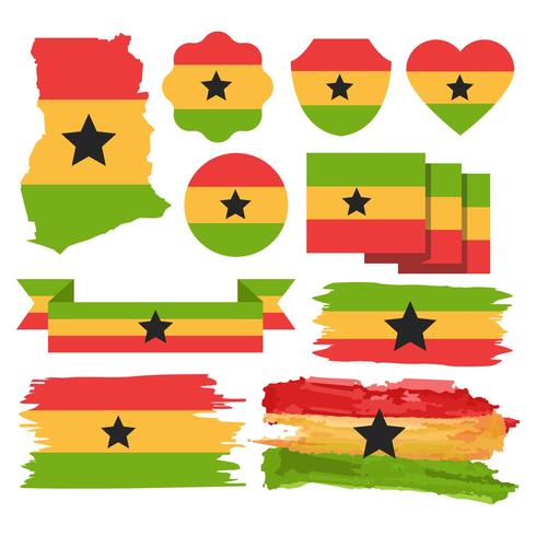 Kostenlose Ghana Karte und Flag Vektor