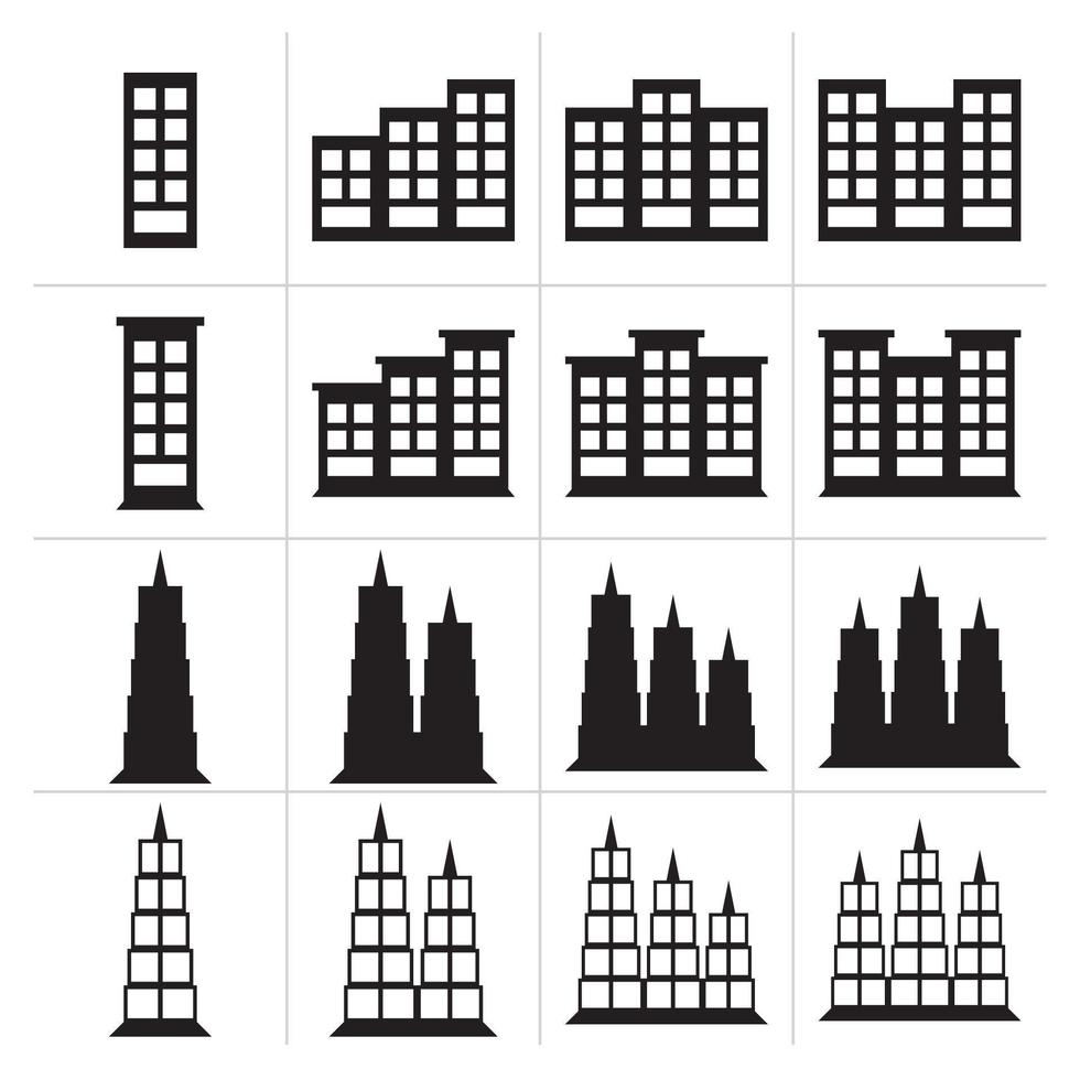 uppsättning av arkitekt vektor illustration byggnader vektor ikoner.