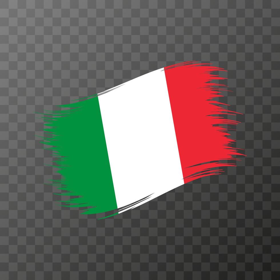 italienische Nationalflagge. Grunge-Pinselstrich. Vektorillustration auf transparentem Hintergrund. vektor