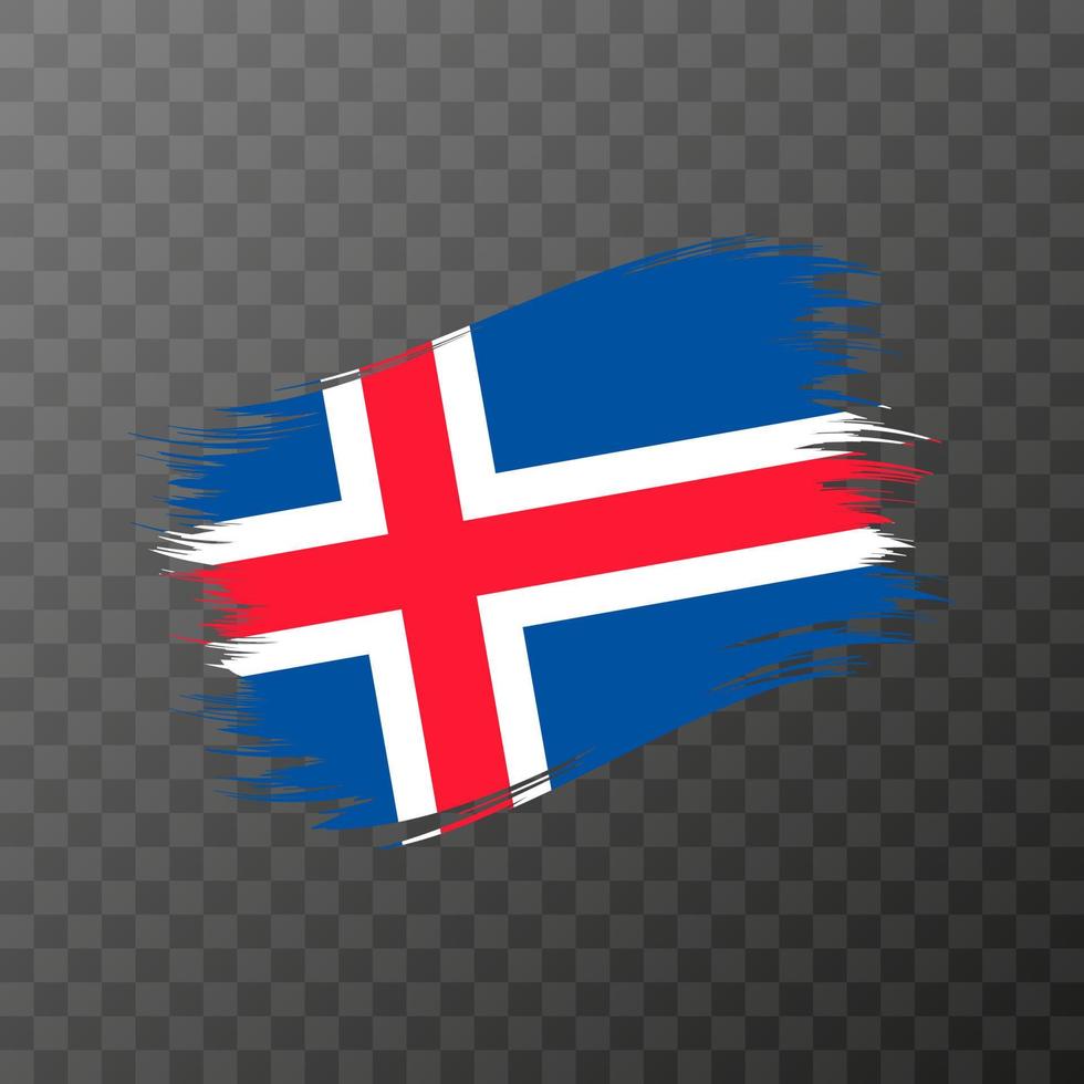 isländische Nationalflagge. Grunge-Pinselstrich. Vektorillustration auf transparentem Hintergrund. vektor