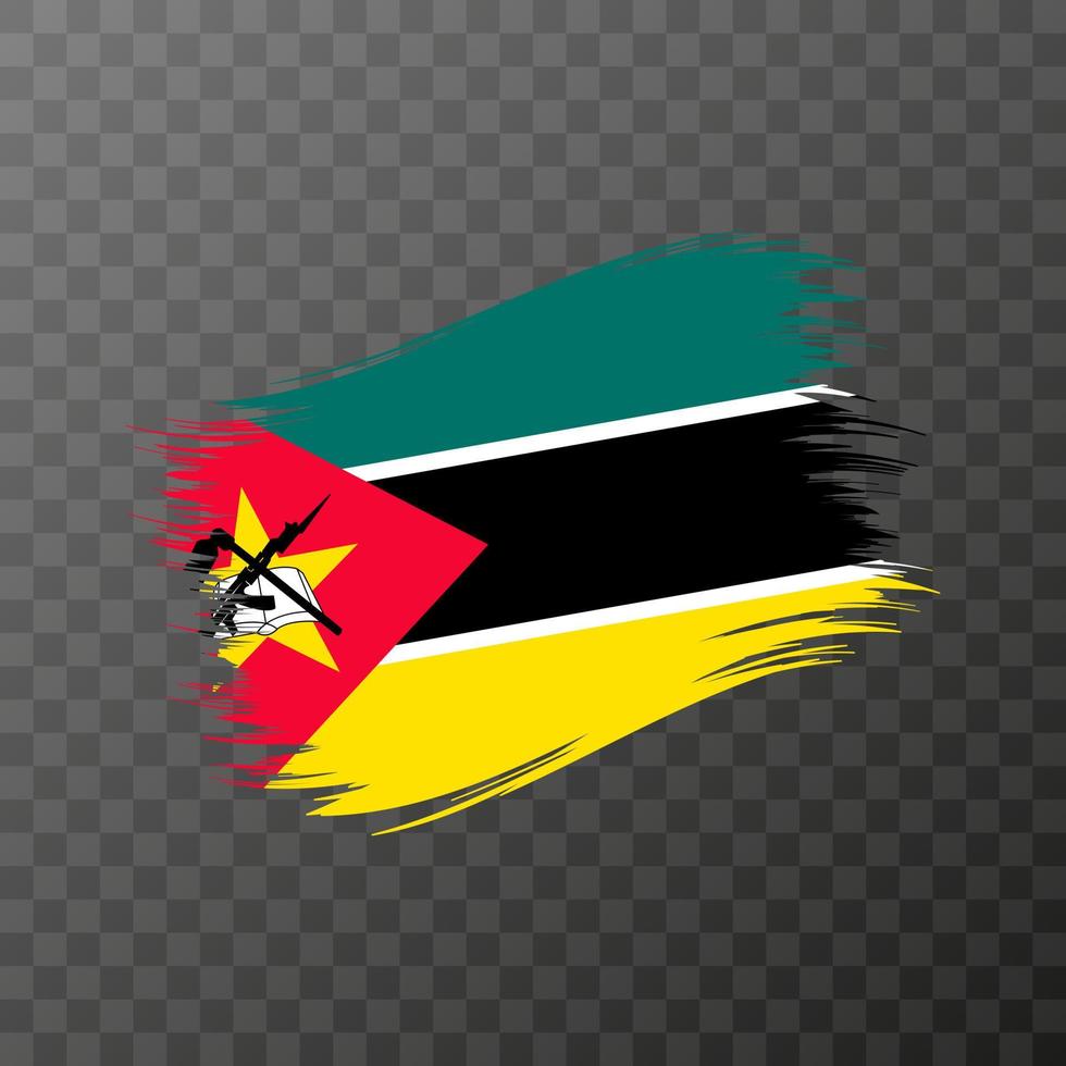 moçambique nationell flagga. grunge borsta stroke. vektor illustration på transparent bakgrund.