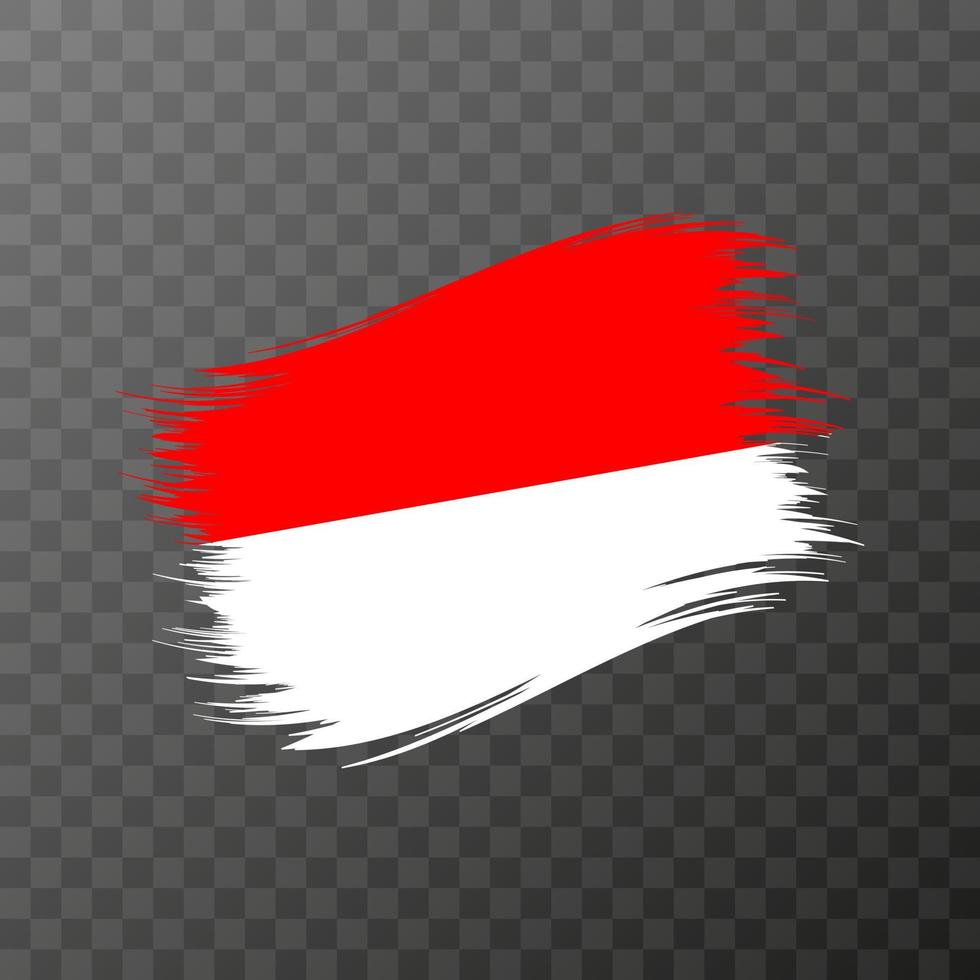indonesien nationell flagga. grunge borsta stroke. vektor illustration på transparent bakgrund.