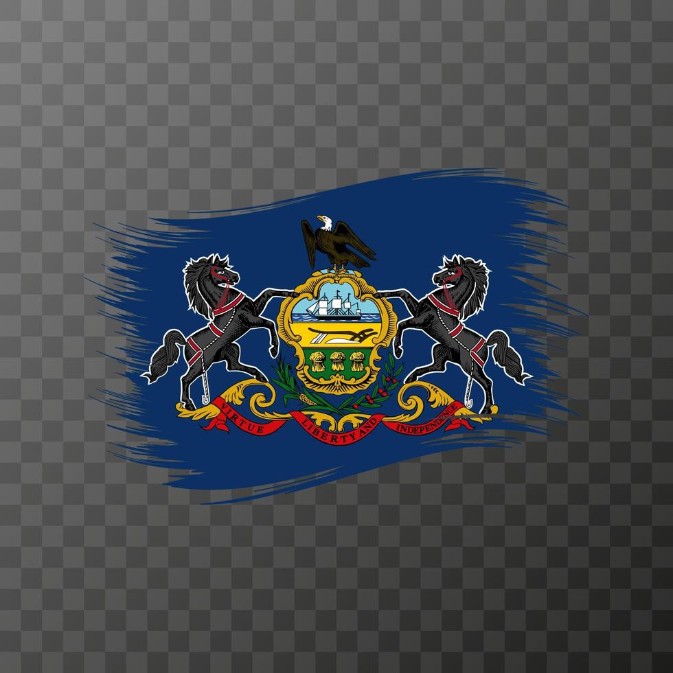 Pennsylvania stat flagga i borsta stil på transparent bakgrund. vektor illustration.