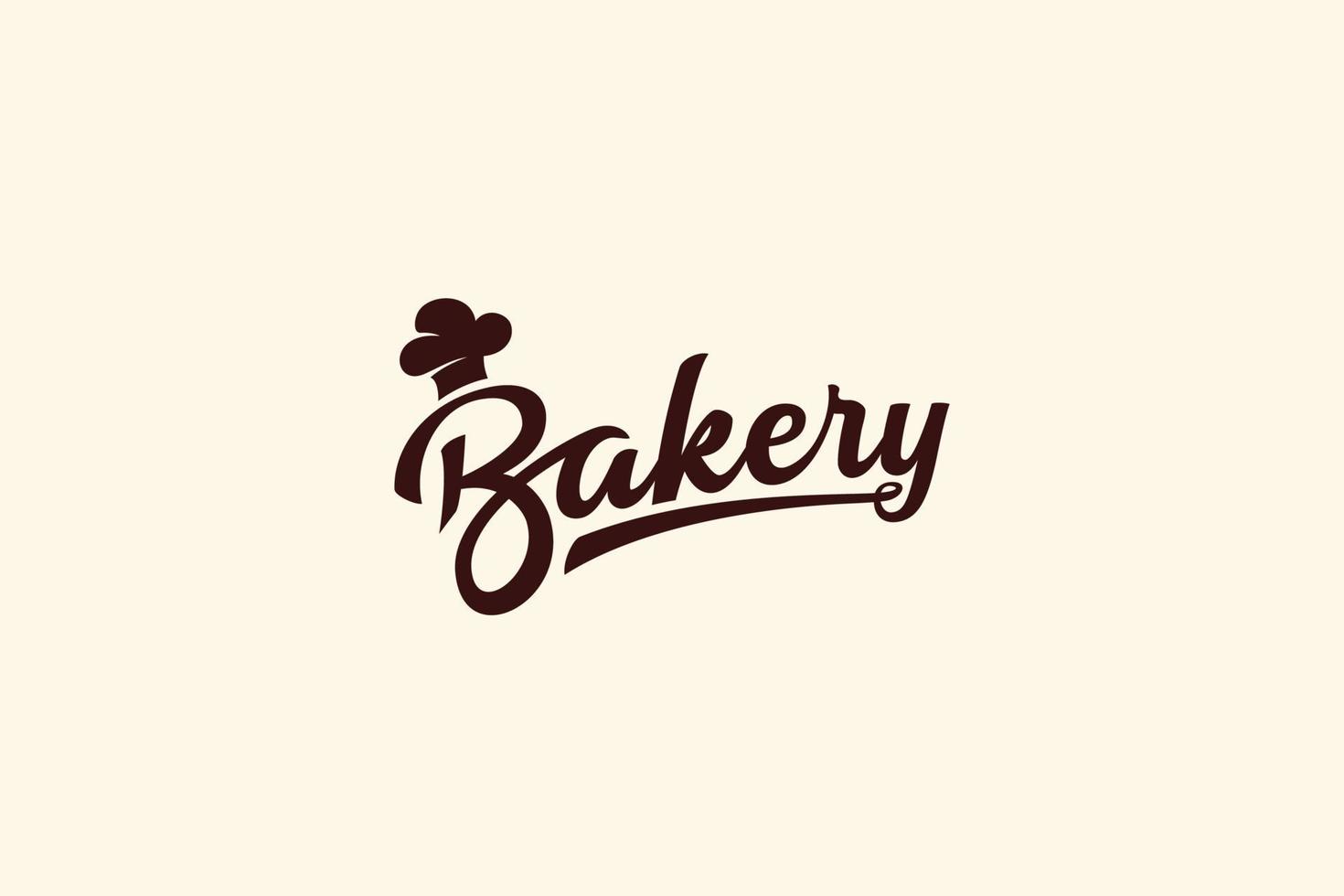 Einfaches Bäckerei-Logo mit einer Kombination aus Bäckerei-Schriftzug und Kochmütze für alle Geschäfte wie Bäckerei, Geschäft, Café, Küche usw. vektor