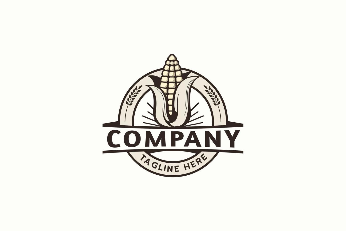 majs logotyp med cirkel emblem form i årgång stil för några företag framförallt för jordbruk, skörda, lantbruk, etc. vektor