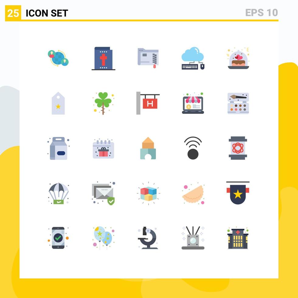 satz von 25 flachen vektorfarben auf raster für kuchenwolkendatenmaus-computing editierbare vektordesignelemente vektor