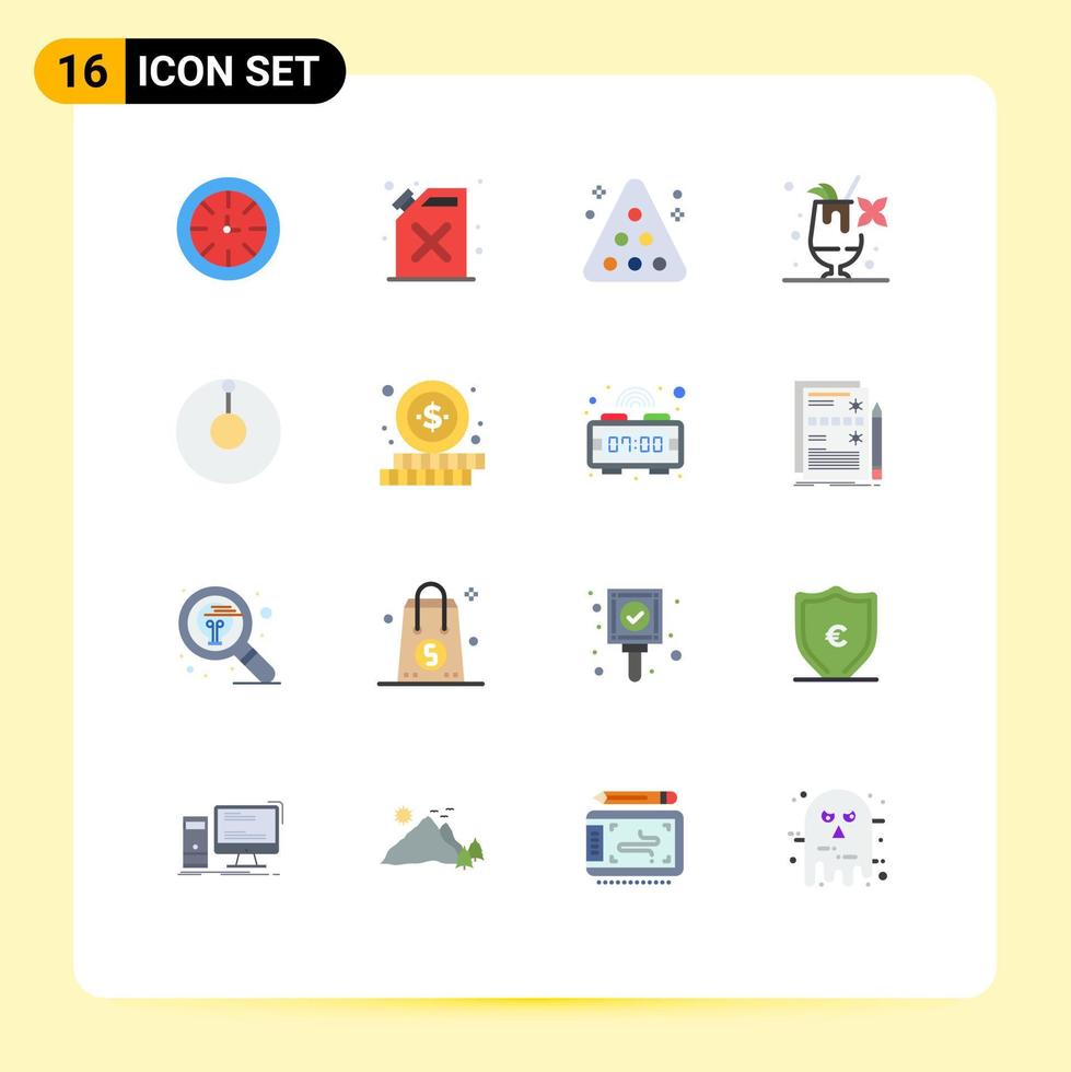 uppsättning av 16 vektor platt färger på rutnät för uppkopplad astronomi slå samman dryck cocktail redigerbar packa av kreativ vektor design element