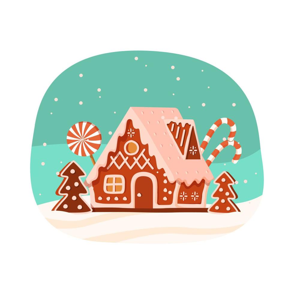 söt pepparkaka hus. jul småkakor och godis. vektor