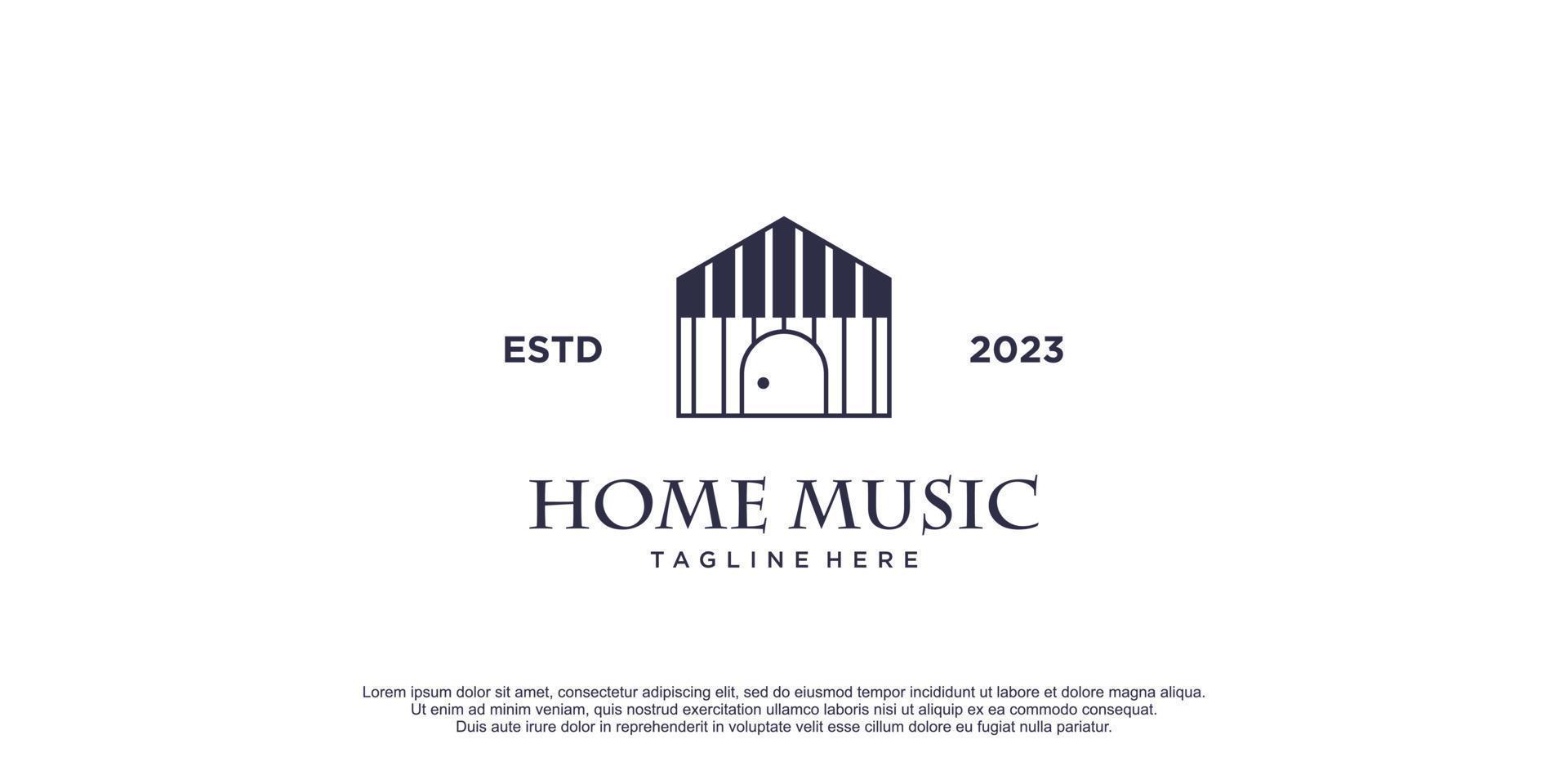 Home-Musik-Logo mit Piano-Konzept-Design-Symbol-Vektor-Illustration vektor