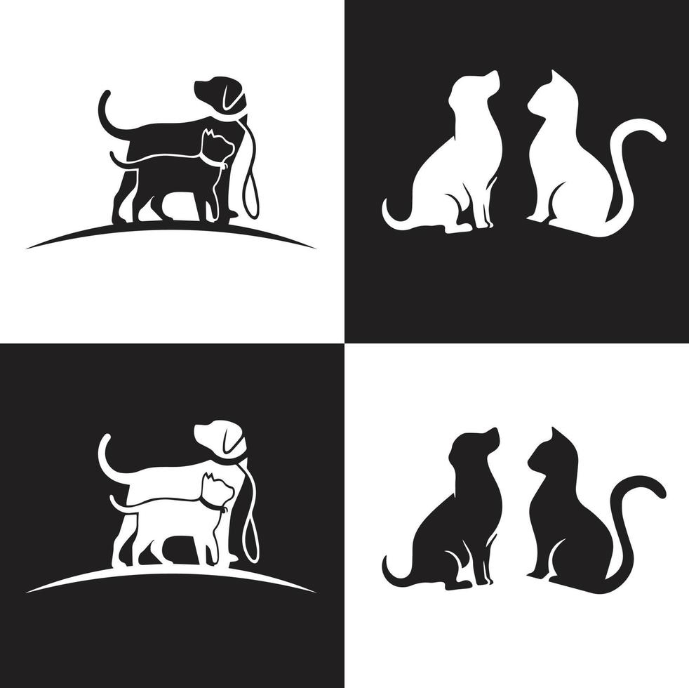 katzen- und hundeschattenbild-vektorillustration vektor