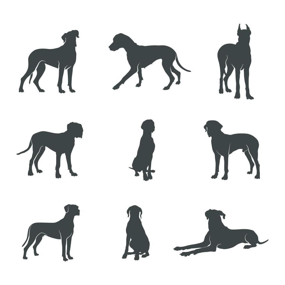 Deutsche Dogge-Silhouetten, Deutsche Dogge-Silhouetten-Set vektor