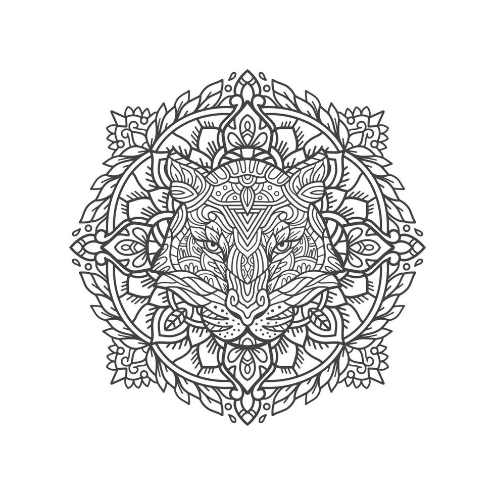 Tigerkopf-Mandala-Illustration vektor