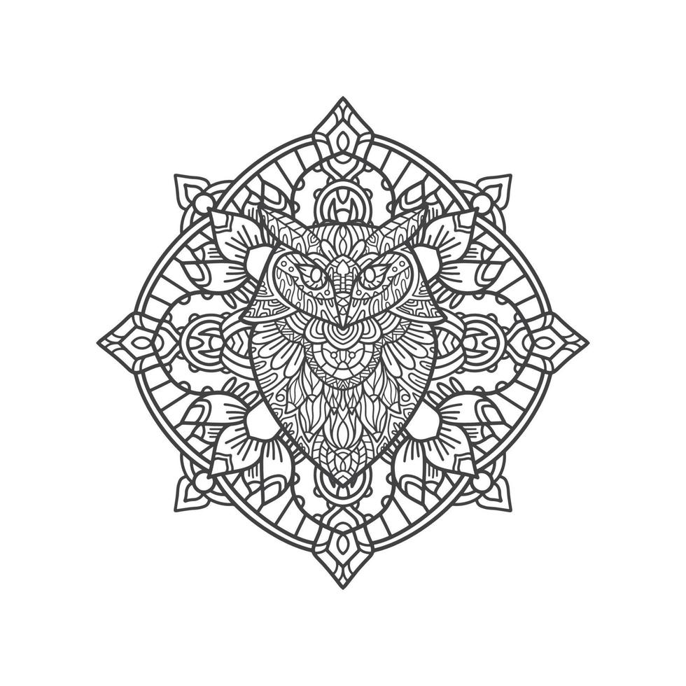Eulenkopf-Mandala-Illustration vektor