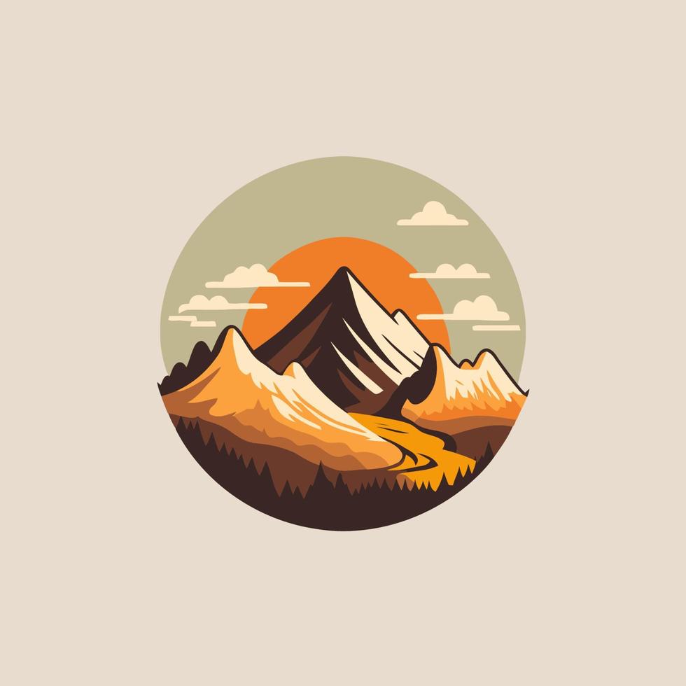 Berghügel-Logo-Designvektor, Naturlandschafts-Abenteuerillustration vektor