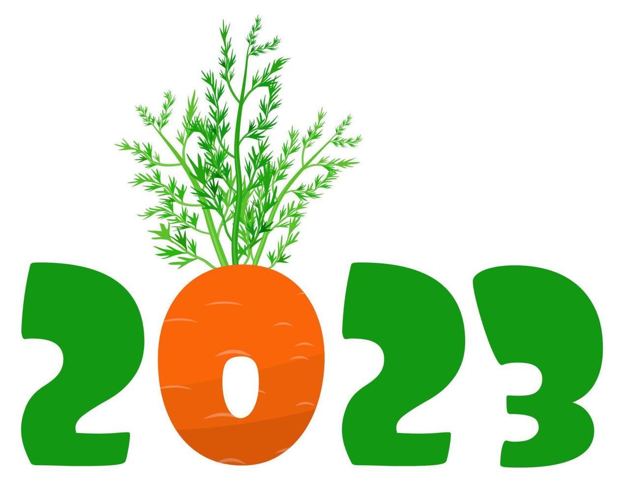 Lycklig kinesisk ny år 2023. söt tal 2023 är i form av morötter och symbol. år av de kanin. vektor
