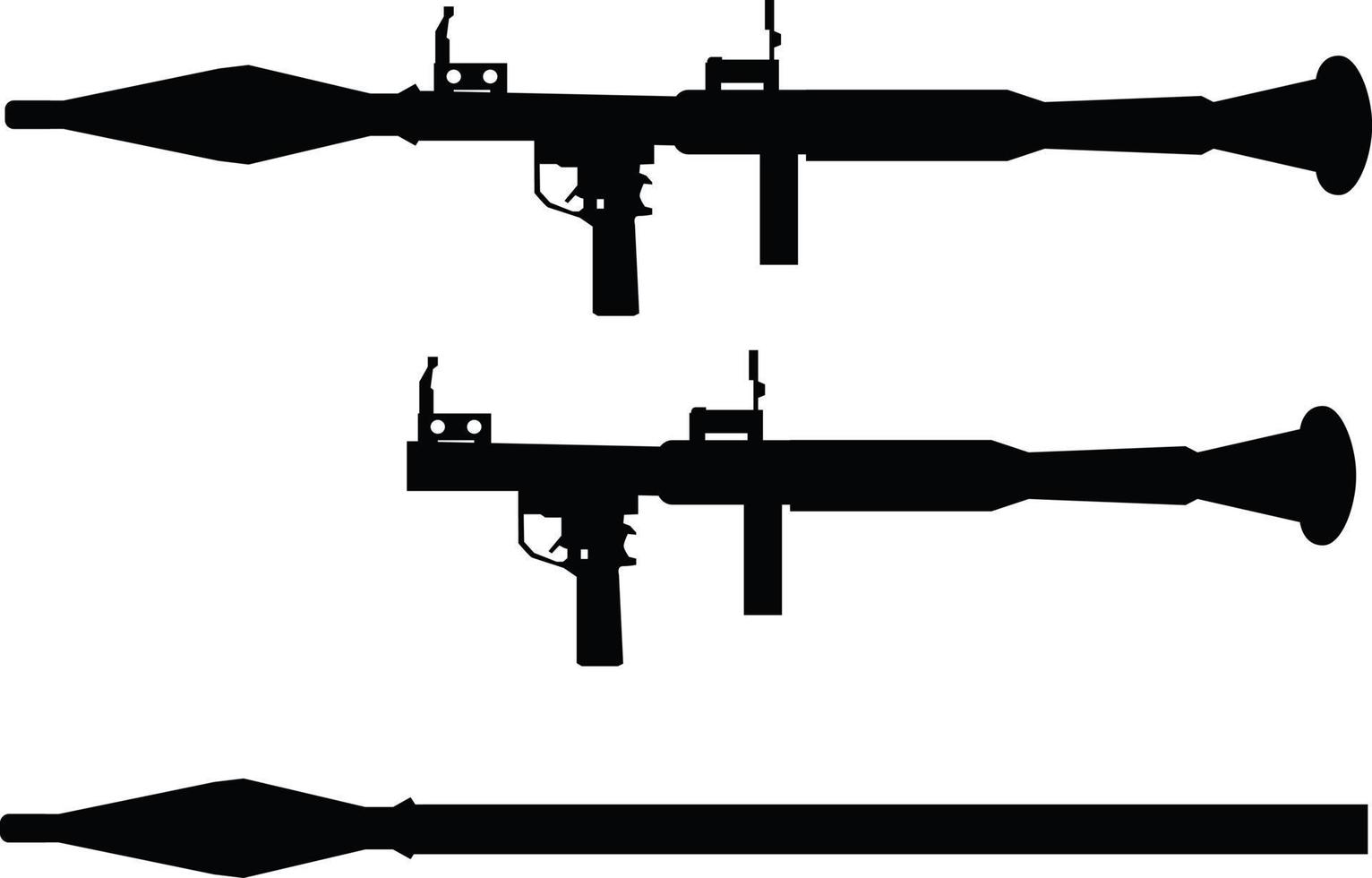 RPG-7-Raketengranaten-Symbol auf weißem Hintergrund. Zeichen für Raketenwerfer. RPG-7-Raketenwerfer-Symbol. flacher Stil. vektor