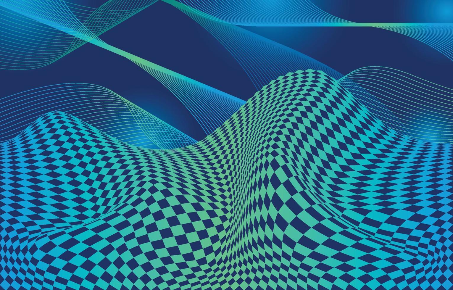 blaugrüner Combo-Hintergrund mit Wellenform vektor