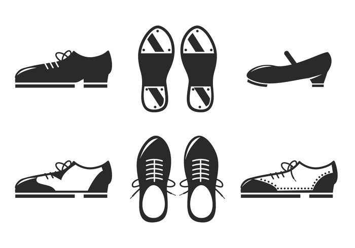 Schwarze Tap Schuhe Icon Vektor
