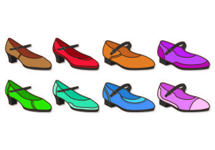 Set von weiblichen Tap Schuhe Icon vektor
