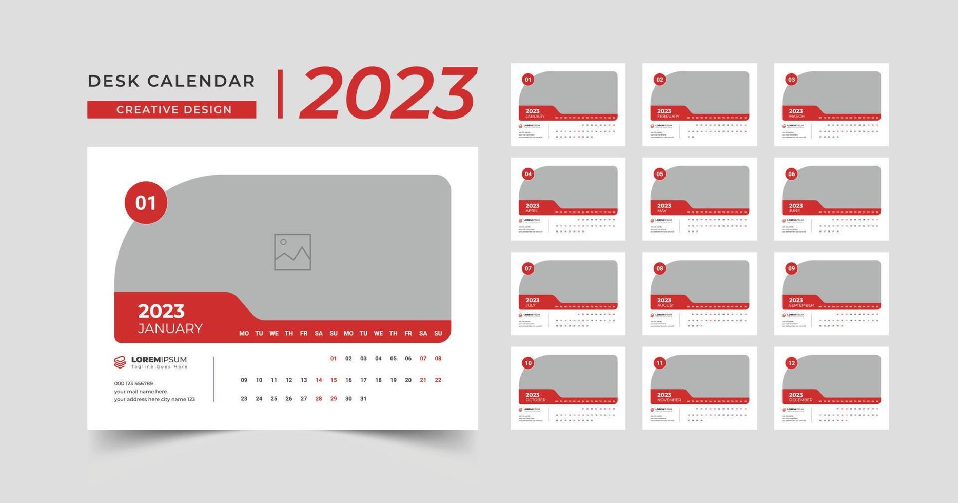 professioneller Business-Kalender 2023, abstrakter Neujahrskalender 2023, Tischkalender 2023 vektor