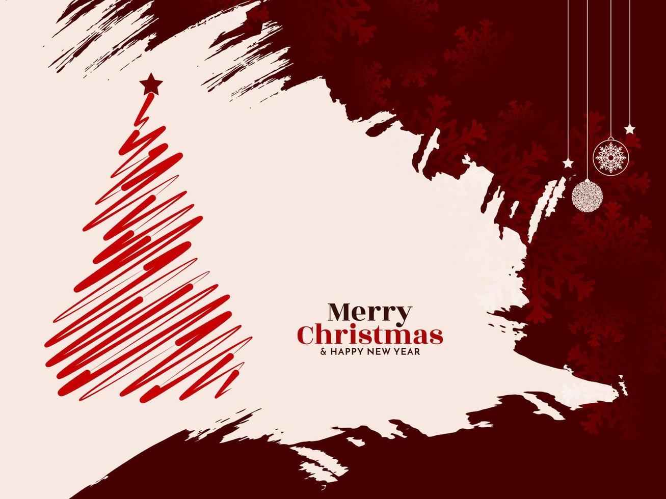 frohe weihnachten festival dekorative feierkarte mit weihnachtsbaumdesign vektor